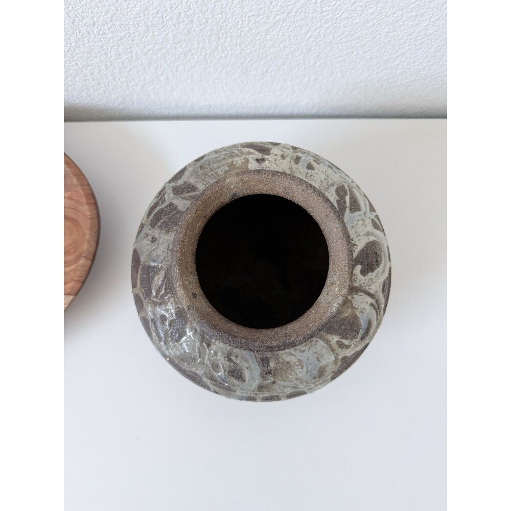 Vintage Signed SMART Studio Pottery Vase Heavy Stoneware Iridescent Oil Spot - Picture 2 of 8